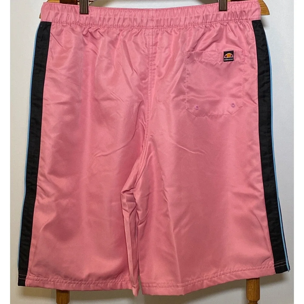 Ellesse Men's Tennis Shorts Pink with Black and Blue stripe size Small NWT‎